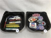 pens, patches, keyboards, playing cards
