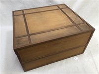 large wooden box, wood tray, card cataloge