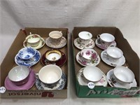 tea cups, blue china, tea set