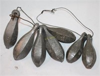 Vintage Handmade Lead Sinkers No. 10, 12, 16