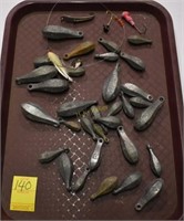 Tray of Various Sized Lead Sinkers