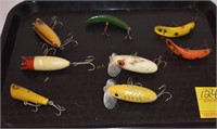 Eight Vintage Poppers & Jitterbugs Fishing Lures