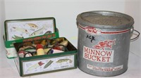Vintage Old Pal Minnow Bucket and String Lights