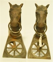 Lot #137 - Pair of cast iron figural horse and