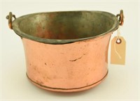 Lot #172 - Early copper 9” pot with handle