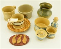 Lot #117 - Yellowware lot: coffee mugs, glazed