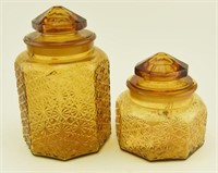 Lot #111 - Amber Button and Daisey canisters