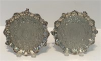 2- 18THC. STERLING SILVER 7" SALVERS