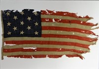 EARLY HAND STITCHED LINDSEY WOOLSEY 13 STAR  FLAG