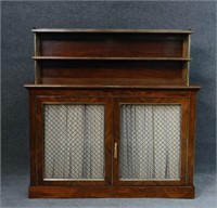FRENCH ROSEWOOD CREDENZA W/ METAL GRILLWORK