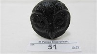 Carnival Glass hatpin- purple Horned Owl, tufted
