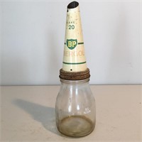 Original pint oil bottle & BP tin top