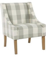 Modern Swoop Accent Chair – Grey Plaid
