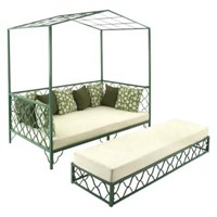 DecMode Metal and Fabric Outdoor Daybed