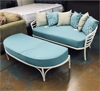 Contemporary Metal Fabric Outdoor Couch and Bench