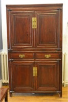 CHINESE HARDWOOD DOUBLE STACKED ARMOIRE