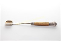 ENGLISH 19TH C. CHEESE SCOOP WITH OAK HANDLE