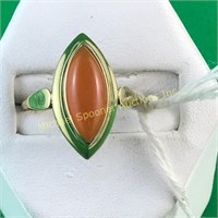 ENGLISH 9K GOLD BUTTERSCOTCH STONE RING