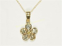 10K GOLD BROWN DIAMOND FLOWER PENDANT ON CHAIN