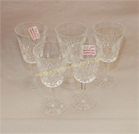 FIVE WATERFORD CRYSTAL WATER  GLASSES - LISMORE