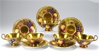 Five English Aynsley C746 cups and saucers
