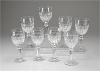 Eight Waterford Curraghmore water goblets