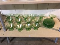 Large Lot of Green Depression Glass Dessert Cups