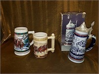 3 collector Steins two or Anheuser-Busch one is