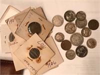 23 SILVER AND COLLECTOR COINS. BARBER,PENNIES