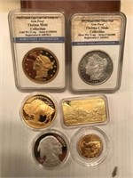 6 REPLICA GOLD/SILVER COINS