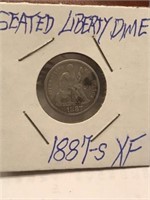 1887S SEATED LIBERTY DIME. CLEAR DATE