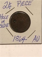 1864 2 CENT PIECE. HIGH GRADE, CLEAR DATE