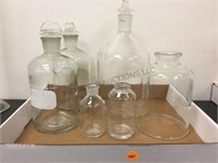 GROUP OF ASSORTED GLASS LAB BOTTLES