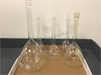 GROUP OF GLASS FLASKS