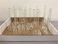 GROUP OF GLASS FLASKS