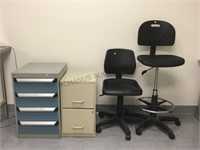 2 OFFICE CHAIRS- 2 FILE CABINETS- TELEPHONE