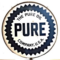 Pure Oil Porcelain Sign in Frame D/S