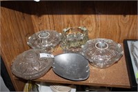 PRESSED GLASS CANDY DISHES - ASHTRAY - ALUMINUM