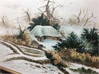 Winter Cabin House Acrylic Artwork