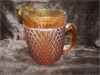VINTAGE AMBER GLASS WATER PITCHER