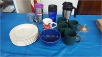 Misc coffee cups, bowl, plates