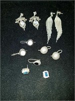 Collection of vintage sterling silver earrings