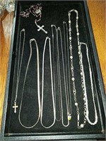 Collection of 10 sterling silver necklaces