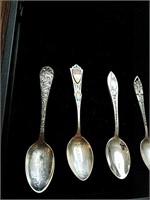 5 vintage sterling silver souvenir spoons