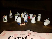 12 cat Capers fine porcelain thimble collection