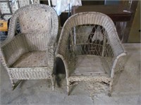 Antique Wicker Rocking Chair and Chair 2 X $$
