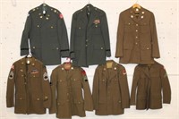 7pc  Military Uniforms, 5 Tunics & 2 Greens