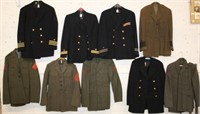 Group of 9 Military Uniforms,WWII, Korean, Vietnam
