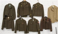 8pc. Military Uniforms, 7 Ike's, 1 Tw's