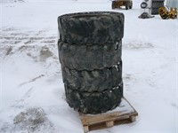 Set of 4 Solid Skid Steer Tires on Bobcat Rims